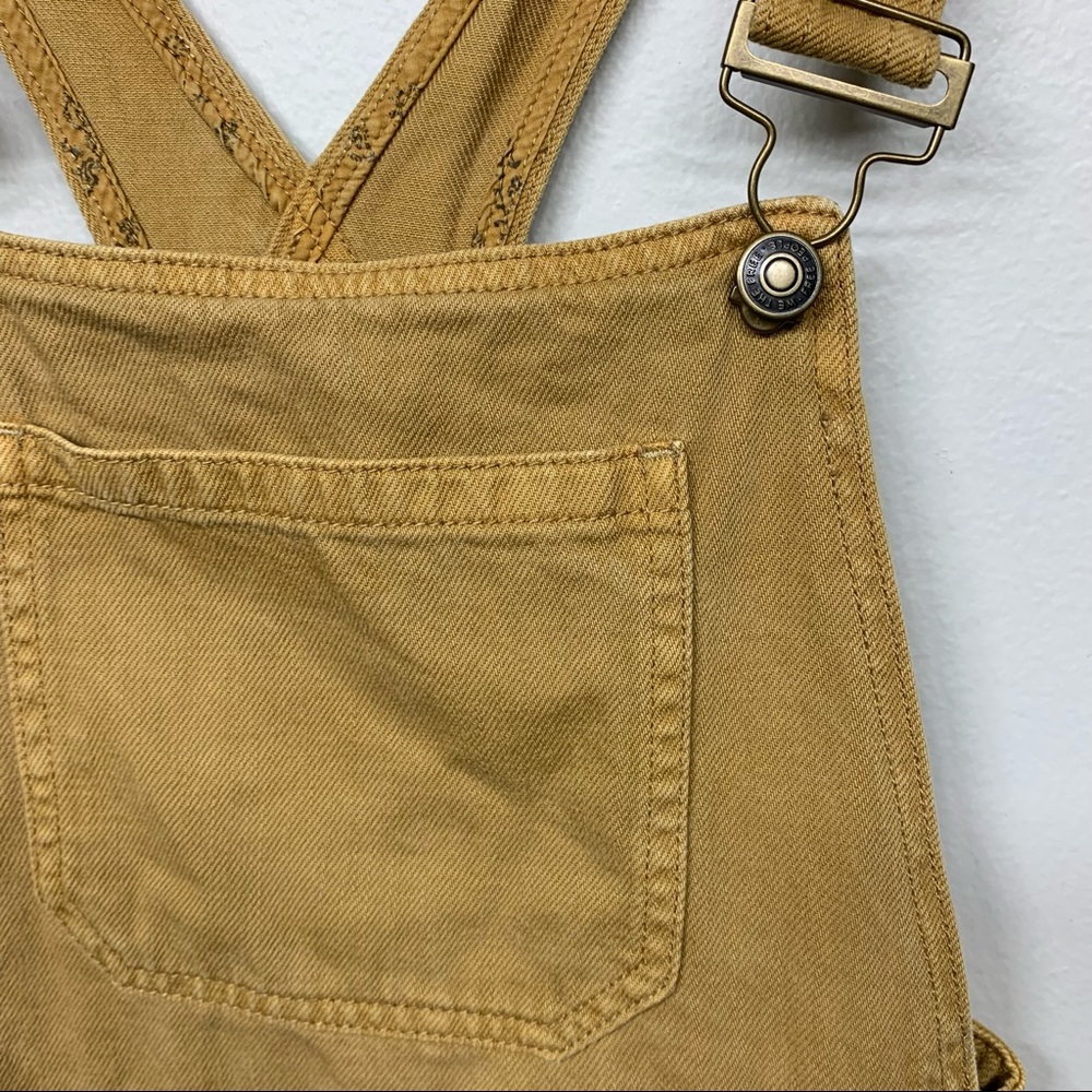 Free People Mustard Yellow Button-Side Denim Pinafore Jumper - Picture 4 of 11